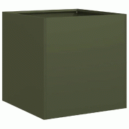 Helloshop26 - Jardinière moderne pour jardin balcon 40 x 40 x 40 cm avec fond ouvert élégante en acier laminé à froid vert olive 02_0051454 - ver