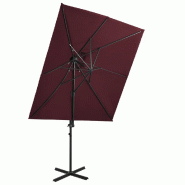 Helloshop26 - Parasol déporté à double toit 250 x 250 cm rouge bordeaux 02_0008570 - rouge aluminium 3000457282728
