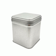 Lot de 15 boîtes cubiques en fer blanc, vernis alimentaire, 7 x 7 x 8 cm - gris métal FER7