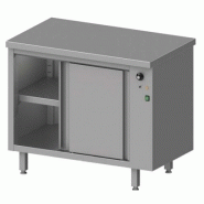 Meuble bas maintien chaud inox centrale avec placard chauffant portes coulissantes 1400x700x900 soudée - 932597140