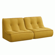 Oviala Business Lot de 2 fauteuils modulable en velours 160 x 90 x 70 cm jaune - jaune polyester 115731
