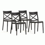 RATTATAN Set 4 Chaises en polypropylène avec fibre de verre empilables pour extérieur et jardin, bar et restaurant, cuisine design moderne - MORGANA RATTATAN Set 4 Chaises en polypropylène avec fibre de verre empilables pour extérieur et jardin, bar et restaurant, cuisine design moderne - MORGANA