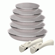 San Ignacio - Jeu de 5 Poêles Ø18/20/24/28cm en Aluminium Pressé Antiadhésif ILAG, Manche Amovible, Induction, Sans PFOA - PK8579