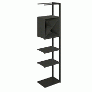 Suite structure Cage noir base métal 58x40x240cm 2 tabl et cube noir