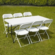 Table et chaises pliantes 152cm 6 places pehd