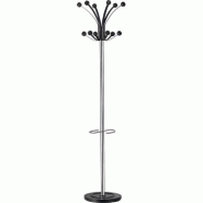 Unilux 400095393 Hakea Portemanteau sur pied à Tête Tournante avec 6 Patères double Porte-Parapluies et Egouttoir 176 x 34 cm Chrome/Noir - 400095393_0