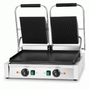 VERTES Gril de Contact Double, Plaques en Fonte Rainurée/Plate, 3600W Gastronomie Multigrill pour Panini, Galette, Viande, Légume, Sandwich - inox F_0