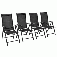 VidaXL Chaises Pliables De Jardin Lot De 4 Aluminium Et Textilène Noir - noir 41731 VidaXL Chaises Pliables De Jardin Lot De 4 Aluminium Et Textilène Noir - noir 41731