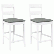 VidaXL Tabourets de bar avec coussins 2 pcs blanc bois massif d'hévéa Modèle Apex Classique - gris 4102559