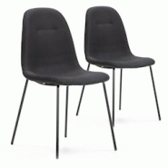 VS Venta-stock Pack 2 chaises Salle à Manger Brenda tapissées Noir, 44 cm x 54 cm x 85 cm - noir polyester I20036
