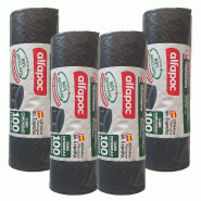 Alfapac - Sacs poubelle 100L 84x105cm pour conteneur communautaire 4 rouleaux x 10 unités (80% recyclés) - noir PK6959