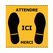 Bande de distanciation sol "ATTENDRE ICI MERCI" - Rouge