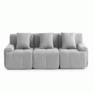 Canapé droit modulaire MILYSOFA SOFAMOUS 3 places Tissu chenille Gris minéral - MS-MOUS-3-MG Canapé droit modulaire MILYSOFA SOFAMOUS 3 places Tissu chenille Gris minéral - MS-MOUS-3-MG