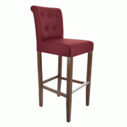 Chaise de bar d'intérieur Etoile dossier capitonné simili cuir bordeaux - par 2