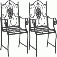 CLP Lot de 2 chaises de jardin Punjab Métal HBT: 94x62x53 cm Anthracite - gris métal 329101