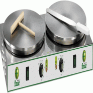 Double crêpière FIMAR en acier inoxydable modèle CRP42 avec plaques en fonte antidérapantes ø 40 cm - 949