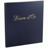 Exacompta Livre d'Or Prestige 19x21 cm, 140 pages, reliure balacron coloris bleu nuit - 3130630033080