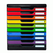 Exacompta MODULO A4 10 tiroirs fermés Iderama noir/arlequin brillant - multicolore matière synthétique 302798D