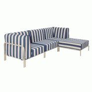 Salon de jardin bas modulable rayé 4 places bleu pacific - bleu aluminium 115890