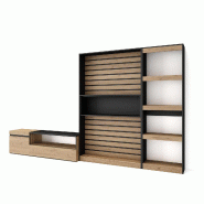 SKRAUT HOME Ensemble Meuble TV, 320x186x35cm, Salon Complet, Chêne et noir - beige Bois manufacturé 91_85