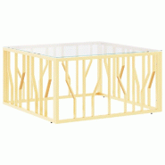 VidaXL Table basse doré 80x80x40 cm acier inoxydable et verre Modèle Élixir Plus - 350058