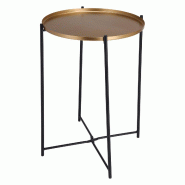 WellHome - Table d’appoint ronde en métal coloris doré Ø35x47 cm - métal WH14328