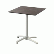 X Cross table de bistrot avec piètement sable + plateau HPL Midnight Marble 70x70 cm