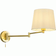 Applique murale 1xE27 max 60W en métal laiton mat et abat-jour tissu blanc - Trio - Lyon - doré 4017807398571