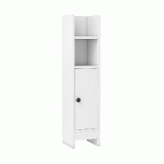 Armoire de toilette étroite COSTWAY, armoire de salle de bain avec 2 compartiments ouverts et 2 étagères amovibles - blanc Bois manufacturé VH34007IT