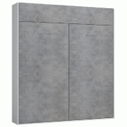 ARMOIRE LIT ESCAMOTABLE DYNAMO BLANC MAT FAÇADE GRIS BÉTON 160 X 200 CM