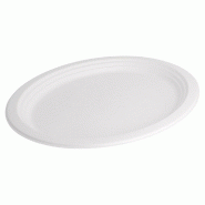 Assiette ovale bagasse blanche 32x25,5x2,1cm - par 500
