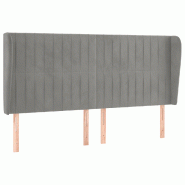 Décoshop26 - Tête de lit accessoire couchage chambre à coucher meuble avec rebord latéral 203 x 23 x 118/128 cm tissu velours gris TDL0205162 - gr Décoshop26 - Tête de lit accessoire couchage chambre à coucher meuble avec rebord latéral 203 x 23 x 118/128 cm tissu velours gris TDL0205162 - gr