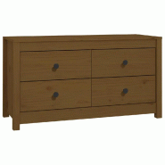 Helloshop26 - Armoire latérale rustique bois massif rangement pratique 100 x 40 x 54 cm en bois de pin marron miel 02_0048466 - marron Bois massif 30