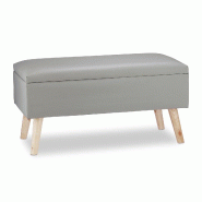 Helloshop26 - Banquette de rangement moderne avec couvercle 80 x 40 x 39,5 cm assise rembourrée style contemporain en similicuir 13_0005517 - Bois ma