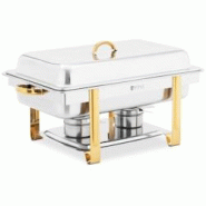 Helloshop26 - Chafing dish GN 1/1 accents dorés 9 litres 2 brûleurs acier inoxydable argenté 14_0008575 - 3000221172804 Helloshop26 - Chafing dish GN 1/1 accents dorés 9 litres 2 brûleurs acier inoxydable argenté 14_0008575 - 3000221172804