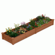 Helloshop26 - Jardinière surélevée en bois 228 x 62 x 25 cm avec 2 bacs séparateurs pour culture légumes fleurs en bois de sapin 20_0018934 - Boi