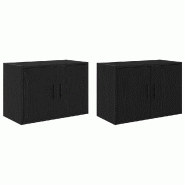 Helloshop26 - Lot de 2 armoires murales garage rangement outils 60 x 30 x 41 cm design moderne en bois d'ingénierie noir 02_0051438 - noir Bois massi