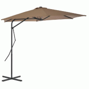 Helloshop26 - Parasol mobilier de jardin d'extérieur avec poteau en acier 300 cm taupe 02_0008276 - acier 3000442447767