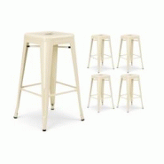 Kosmi Lot de 4 tabourets design industriels – Métal beige brillant – Cuisine, bar, ilot central - beige métal 3760301698029 Kosmi Lot de 4 tabourets design industriels – Métal beige brillant – Cuisine, bar, ilot central - beige métal 3760301698029