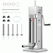 Leevot poussoir à saucisses manuel vertical TV7L - 7L tout inox - 2 vitesses - 4 tubes remplissage - valve air - inox TV7L