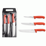 Lot 3 couteaux de boucher en acier chrome-molybdène Giesser rouge - rouge 4010303105902