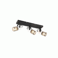 Spot plafond orientable 3xE14 noir et bois blanc - Trio - Tosh - noir métal 4017807600506 Spot plafond orientable 3xE14 noir et bois blanc - Trio - Tosh - noir métal 4017807600506