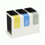Corbeille de tri - 3 x 15L - Blanc Signalisation - TRIBU_0