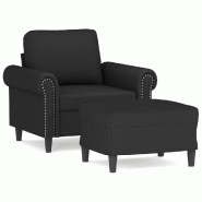 VidaXL Fauteuil avec repose-pied Noir 60 cm Velours Modèle Orion Master Select - 3201210