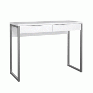 WellHome - Bureau avec 2 tiroirs en coloris Blanc Brillant 102 x 40 x 77 cm - Eria Gloss White - blanc multi-matériau WH16954