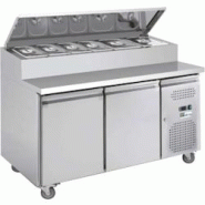 A.C.L - Table réfrigérée 2 portes - 282 L - 1360 x 700 x 1085 mm - Finition Inox évaporateur traité - inox MM99171054 A.C.L - Table réfrigérée 2 portes - 282 L - 1360 x 700 x 1085 mm - Finition Inox évaporateur traité - inox MM99171054