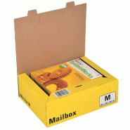 Boîte colis poste fermeture languettes 325x240x105mm jaune