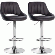 CLP Lot de 2 tabourets de bar Milet similicuir Marron/Métal chromé - marron polyester 324557 CLP Lot de 2 tabourets de bar Milet similicuir Marron/Métal chromé - marron polyester 324557