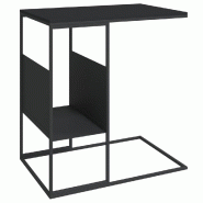 Décoshop26 - Table d'appoint en forme de C 55 x 36 x 59,5 cm bois d'ingénierie noir et fer DEC040296 - noir Bois massif 3000264850561