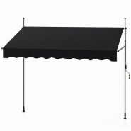 Helloshop26 - Auvent rétractable manuel 250 x 135 x 300 cm pare-soleil réglable en hauteur pour balcon jardin en polyester noir 20_0010457 - noir al